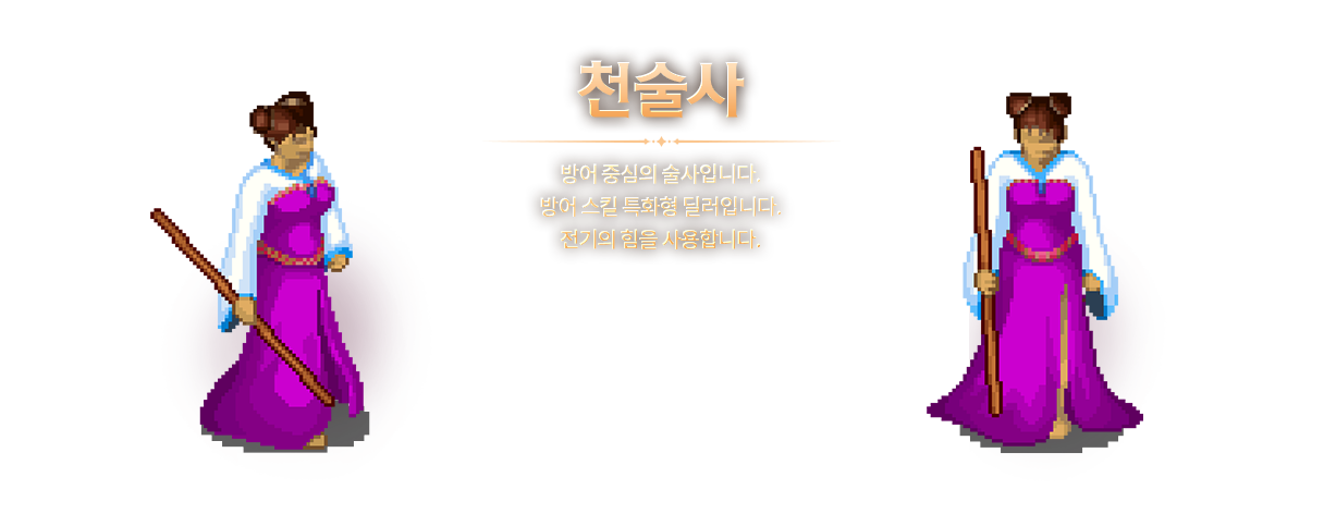 천술사: 방어 중심의 공격 술사입니다. 주로 전기의 힘을 사용합니다.
